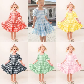 14 Цвята, лятна рокля с флорални принтом за момичета, детски празнична рокля с къс ръкав, детски ежедневни рокли за рожден ден 7, 8, 9, 10, 11, 12 години