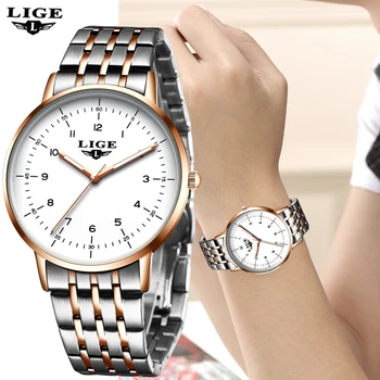 Дамски часовници LIGE, най-луксозна марка, спортни кварцови часовници за жени, бизнес водоустойчив ръчен дамски часовник от неръждаема стомана