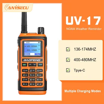 Преносима радиостанция Baofeng UV-17 Мощност от 5 W с цветен екран с Диагонал от 1,77 инча Type-C, Зарядно Устройство VHF UHF С Функция за Разделяне на FM радио