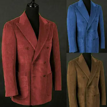 Мъжки костюм, сако бордо на цвят, с дълъг ръкав и остроконечным лацканом, двубортное цельнокроеное палто, пролетно яке лукс яке мъжки 2023