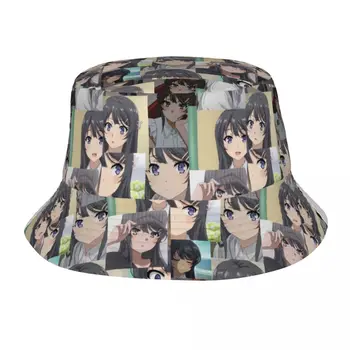 Носете широкополую шапка Mai Sakurajima Боб Шапка За момичета и Момчета памучна рибарско шапка Rascal Бъни Момиче Senpai, Реверсивную рибарско шапка, Лято