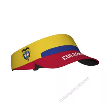 Солнцезащитная шапка с козирка под флага на Колумбия, Регулируеми Дишащи Слънчеви унисекс шапки за практикуване на спорт на плажа, голф, тенис, открито