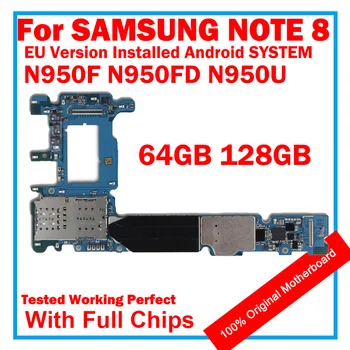 Версия Ес Оригиналната 128 GB За Samsung Galaxy Note 8 N950F N950U N950FD 64 GB дънна Платка Отключена SM-N950F SM-N950FD логическа такса