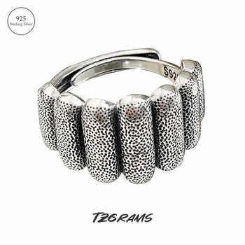 TZgrams Стерлинговое Сребро 925 проба, Широко Матирано Геометрично Пръстен за Жени, Реколта модерен Пръстен на пръста си във формата на тиква, Аксесоари Y2K