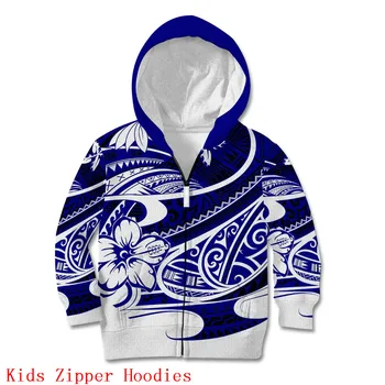 Hoody с цип за деца от полинезийски племе с 3D принтом, блузи, детски пуловер, hoody, спортен костюм, сако за момче, за Момиче