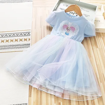Лятна рокля на принцеса Айши 2023, лятна премяна Frozen 2 Ai за малки момичета, на коледно облекло за деца от карикатура мрежи