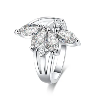 Годежен пръстен за жени, класически прост CZ австрийски кристали, сребърен цвят, модни бижута високо качество на едро