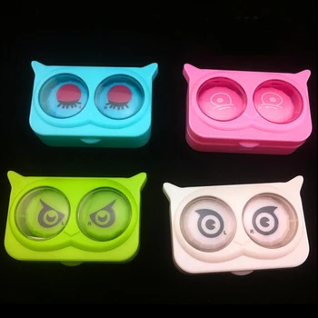 Калъф за обектив Owl Conatct за жени, контейнер за лещи на Очите Conatcts, пътен комплект