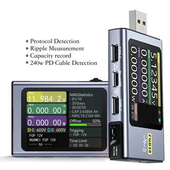 FNIRSI-FNB58 Цифров Волтметър Амперметър USB Тестер TYPE-C Бързото Откриване на Такса Измерване на Капацитет на Спусъка Измерване на пулсации
