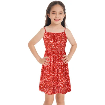 Сарафан с цветя модел без ръкави за момичета от 2 до 13 години, лятна плажна рокля принцеса на спагети презрамки, детски дрехи, ежедневни рокли за спагети презрамки за момичета