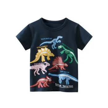 Тениска с къс ръкав за момчета, детски дрехи с модел на динозавър, корея, детски дрехи, новост 2023 г., лятна детски дрехи