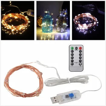 led гирлянди 5 m/10 m 5 В захранва от USB, гирлянда от Медна тел, празнични улични приказни светлини, Коледен фестивал, светлини за сватбени партита