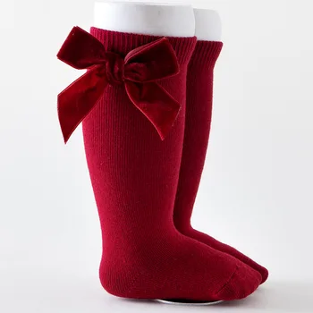 Детски чорапи за момичета от 100% памук, обикновена, с дължина до коляното, меки, за деца, кадифе, с голям нос, испански, за малки принцеси, свободни чорапи