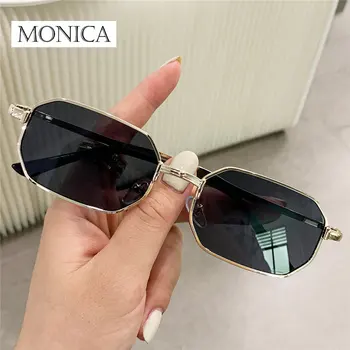 Тесни мъжки слънчеви очила Модерен правоъгълни женски метални луксозни маркови слънчеви очила 2021 Classic Oculos Masculino Очила с UV400