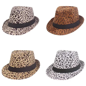 Дамски мъжки класически фетровая шапка с леопардовым принтом в стил джаз, фетровая шапка-мека мъжка шапка, ежедневни шапка за улицата