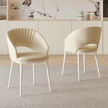 Лесни и модерни трапезни столове за дома, ежедневието на френски меки чанти, дебели домашни креативни столове в стил кремовом