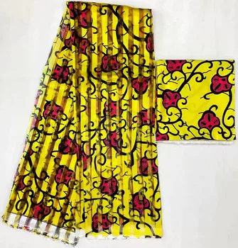 чиста коприна тъкани африканска плат органза Анкара африканска плат с восъчен принтом 2 + 4 ярд копринени панделки от органза за рокли MM-B14