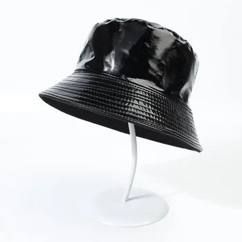 2023 Нова Златна Сребърна шапка-кофа, Сгъваема Градинска солнцезащитная шапка, с Модерна кожена риболовна шапка в уличном стил, Дамски Мъжки шапка рибар