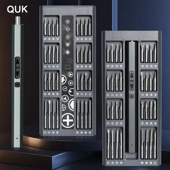 Набор от електрически отвертки QUK, професионално зареждане чрез USB, богат на функции за безжична отвертка за ремонт на iPhone, набор от електрически инструменти
