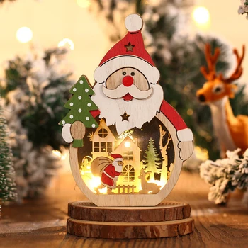 2023 Коледна Украса Led Светлинен Дядо Дървени Орнаменти За Украса На Прозорци Гринч Нова Година Начало Декор Коледни Подаръци