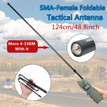 Сгъваема CS-Тактическа Антена За Преносими Радиостанции ABBREE За Baofeng UV-5R UV82 UV-9R UV-16 SMA-Female, дву-бандова Аксесоари За шунка радио
