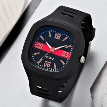 Модерен студентски спортни кварцов часовник с черна каишка, мъжки И Женски квадратни ръчни часовници, Ежедневни часовници, Бижута, Подаръци Reloj Hombre