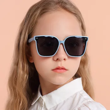 2022, трендови силиконови очила за момичета и момчета, цвят Тестени изделия, детски поляризирани очила, Детски Сладки слънчеви очила за защита от uv