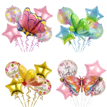 Розова пеперуда, балон, артикули за рожден Ден, Сватба, С 1 м, честит рожден Ден, декорация за партита, Детски душ, Украса за пеперуди за момичета