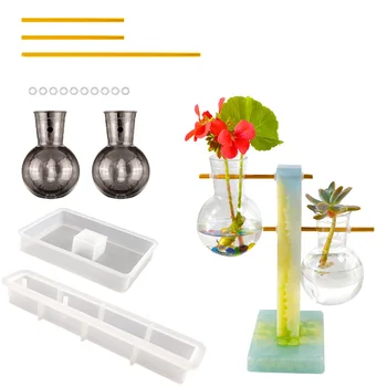 Форма за вази за размножаване на растения T/U с 2 бр. пробиркой, стойка за хидропоника вази, силиконовата форма, Украса на Работния плот за домашен офис