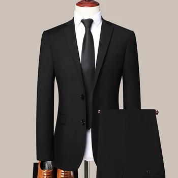 Бутик (Сако + панталон Мъжки Елегантен модерен костюм от висок клас в британския стил, Просто Случаен костюм на Джентълмен, Най-добър мъжки костюм от две части