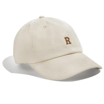 Корейската версия на шапки, дамски бейзболна шапка с бродерия на букви, модерна и универсална през пролетта и лятото, мъжка бейзболна шапка с крем
