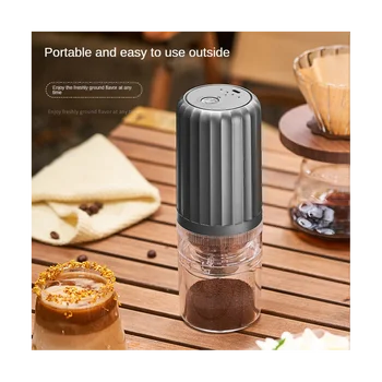 Електрическа кафемелачка, домакински свалящ се кафемелачка, USB зареждане, кафемелачка, офис с кухненски инструмент, сив