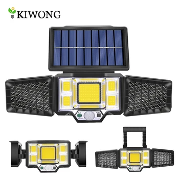 Еко-мултифункционални слънчев лампа с 4 режима на работа, супер ярка слънчева лампа COB за градинска стена, USB или слънчева зареждане