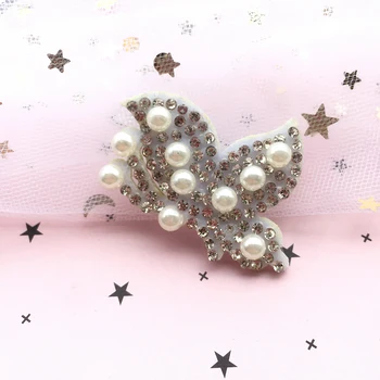 10 бр./лот 30 мм * 45 мм Мека апликация във формата на пеперуда с кристали и перли за облекло 