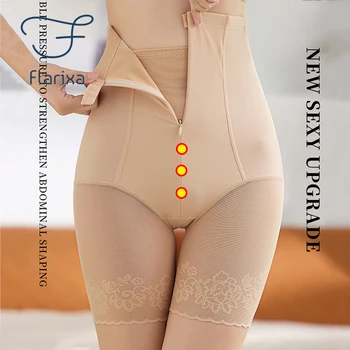 Flarixa Plus Size Body Shaper, дамски бикини с висока талия и плосък корем, Бельо за стягане на корема с цип, къси панталони