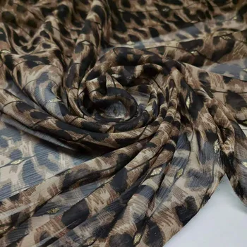 Класически леопардовое шифоновое рокля с бронзов блясък, брилянтен Материал костюмного рокля, Стилна кърпа за шиене