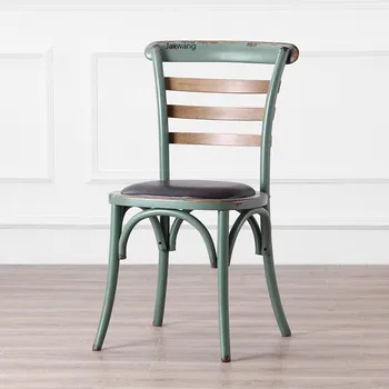 Американски трапезни столове, Кът за ретро стол от масивно дърво, кафе прост стол, за почивка, хотел-ресторант, на облегалката на стола, кухненски Мебели