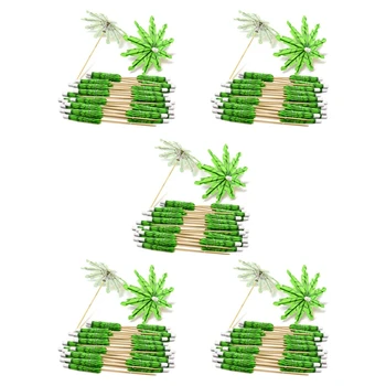 200X Зелени клечки за зъби от кокосовата палма Хартиени чадъри клечки за Зъби ръчен труд за коктейлни чадъри за коктейлни украси