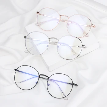 Реколта рамки за очила с защита от синя светлина, Кръгли Лещи, оптични Огледало за късогледство, Метални, Прозрачни очила с защита от uv, ультралегкая дограма Унисекс