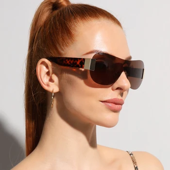 Модерни Слънчеви Очила За Жени и мъже, уникални Слънчеви Очила в стил Y2K без рамки, женски Метални Маркови дизайнерски очила с нотки на