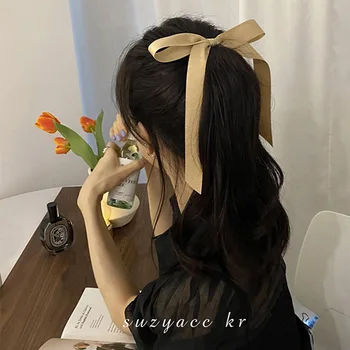 Корейски женски стил лък от ленти, шапки, фиби за коса, обтегач за коса, шнола за опашката на задната част на главата, нова шнола за коса