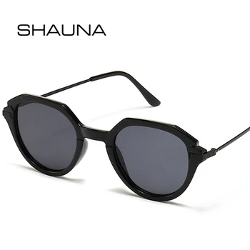 Модни кръгли сребърни огледални слънчеви очила SHAUNA, дамски слънчеви очила с UV400 в ретро стил, пънк, мъжки слънчеви очила Polygon