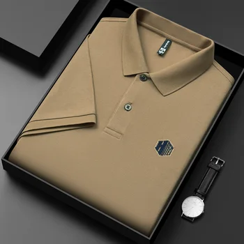 Мъжка риза с къси ръкави 2023, Нова Лятна Риза с бродерия от 100% памук С Ревери За Мъже, Корейски Луксозна марка Ropa, Ежедневни мъжки дрехи