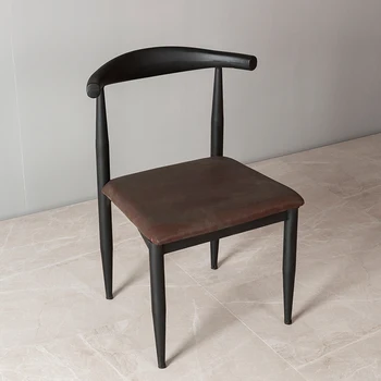 Трапезария стол в ретро стил от желязо в американския Индустриален Стил, Кожен Стол с облегалка в скандинавски стил за кафене