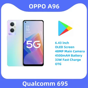 OPPO A96 8 GB оперативна памет, Qualcomm 695 5G Смартфон 6,43 инчов OLED екран 48 Mp Основна камера 4500 mah Батерия 33 W Бързо Зареждане на Телефон OTG