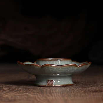 Longquan Celadon ръчно печка Ge с високо съдържание на желязо, поставка за чаши за тялото, керамични аксесоари за чайна церемония