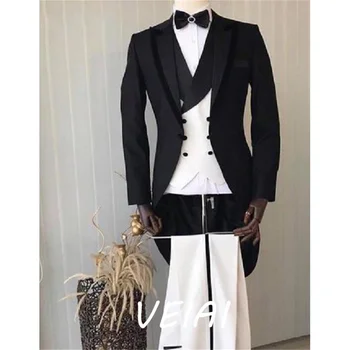 Костюм по поръчка 2022, Мъжки официални костюми за бала, Деловият мъжки костюм на Младоженеца, комплект от 3 теми (Яке + Панталон + Елек), traje de novio para boda