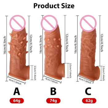 Реалистичен удължител ръкави за пенис вибратори за Многократна употреба на Презерватив за Задържане на Еякулацията на пениса, Секс Играчки за мъже
