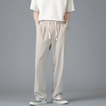 Свободни прави панталони с окачване в Гонконгском стил, мъжки свободни бизнес ежедневни модерен панталон на марката INS, широки и дълги панталони за мъжете