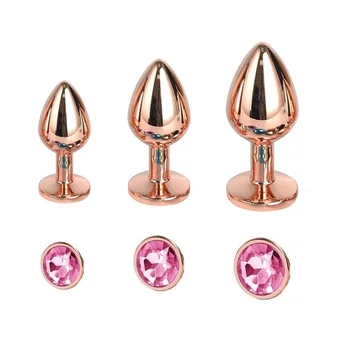 Малък Среден голям набор от Кристалното Сърце кръгло розово злато с преливащи се цветове, метални анални мъниста анален накрайник Златар поставяне на секс играчки за жени и мъже